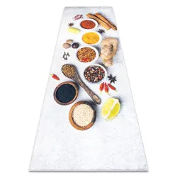 Alfombra lavable ANDRE 3343 Especias, para cocina, antideslizante - plateado / beige