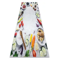 Alfombra lavable ANDRE 33580 Especias, verduras para cocina, antideslizante - plateado / verde