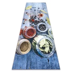 Alfombra lavable ANDRE 33550 Especias para cocina, antideslizante - azul / verde