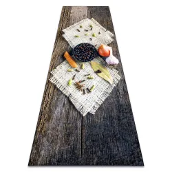 Alfombra lavable ANDRE 29040 Especias, para la cocina, antideslizante - marrón / beige