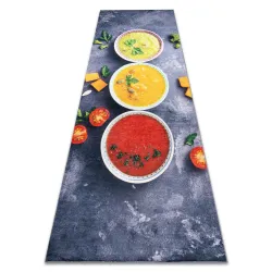 Alfombra lavable ANDRE 33290 Salsas para cocina antideslizante - gris / amarillo