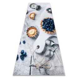 Alfombra lavable ANDRE 33570 Magdalenas, pasteles para cocina, antideslizante - plateado / beige