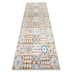 Alfombra lavable ANDRE 53010 Azulejos de Lisboa, para cocina, antideslizante - beige / azul