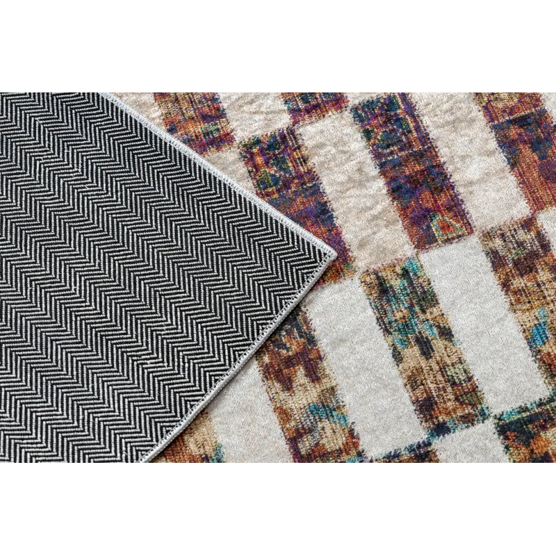 Alfombra lavable ANDRE 43780 Geométrica antideslizante - beige / terracota