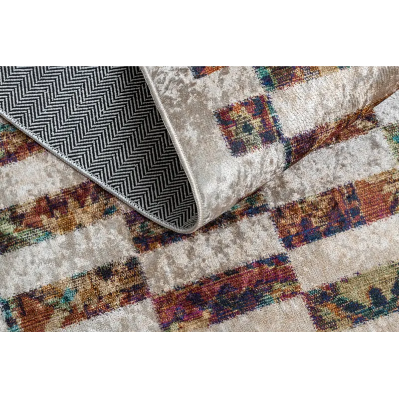 Alfombra lavable ANDRE 43780 Geométrica antideslizante - beige / terracota