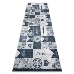 Alfombra lavable ANDRE 44211 Azulejos de Lisboa, para cocina, antideslizante - gris / plata