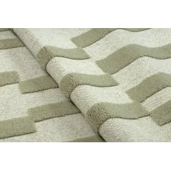 Dywan FLUX 461.109.SA400 wełniany OSTA - Geometryczny, strukturalny, loftowy beż / zielony