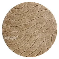 Alfombra de baño SUPREME redonda WAVES ondas, antideslizante, suave - beige