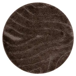 Alfombra de baño SUPREME redonda WAVES ondas, antideslizante, suave - marrón