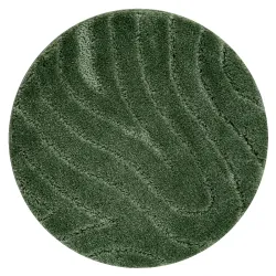 Alfombra de baño SUPREME redonda WAVES ondas, antideslizante, suave - verde