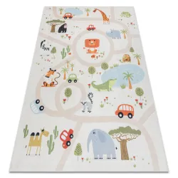 Alfombra lavable BAMBINO 1165 Zoo, para niños, antideslizante beige - 2ª CATEGORÍA