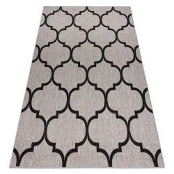 ALFOMBRA DE CUERDA SISAL FLOORLUX 20608, trébol marroquí, enrejado Plata / Negro - 2. OPCIÓN