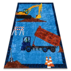 Alfombra lavable JUNIOR 51827.803 Camión, excavadora para niños, antideslizante - azul - 2ª CALIDAD