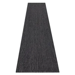 Alfombra, camino de cuerda sisal SION A5165A mélange tejido plano negro