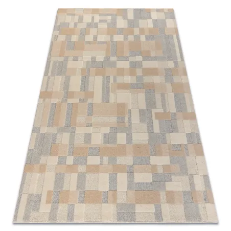 Dywan FLUX 461.117.SA130 wełniany OSTA - Geometryczny, strukturalny, loftowy beż / szary