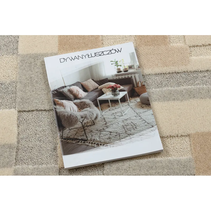 Dywan FLUX 461.117.SA130 wełniany OSTA - Geometryczny, strukturalny, loftowy beż / szary