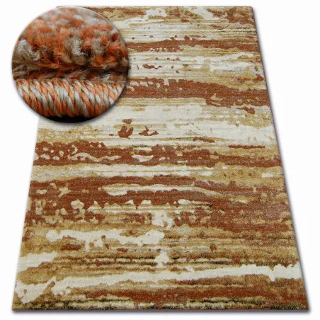 Alfombra SHADOW 9368 dorado y óxido, alfombra moderna para decoración contemporánea