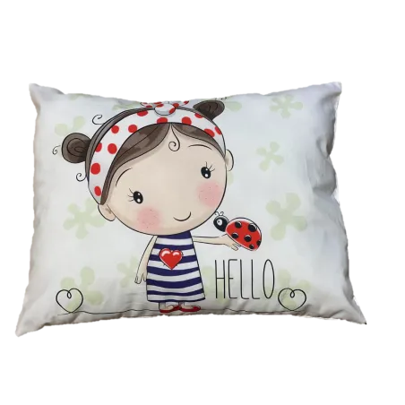 Almohada Hello 40x40 cm, colorida y suave, ideal para la habitación infantil