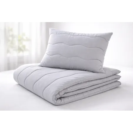 Conjunto edredón y almohada en gris médico, juego para todo el año
