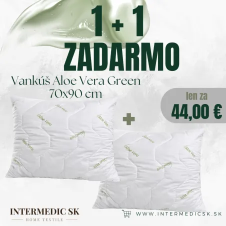 Almohada Aloe Vera Green 70x90 cm – hipoalergénica, 2 ud
