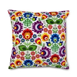 Cojín Decorativo Folk 45x45 cm con un diseño vibrante, perfecto para salas de estar