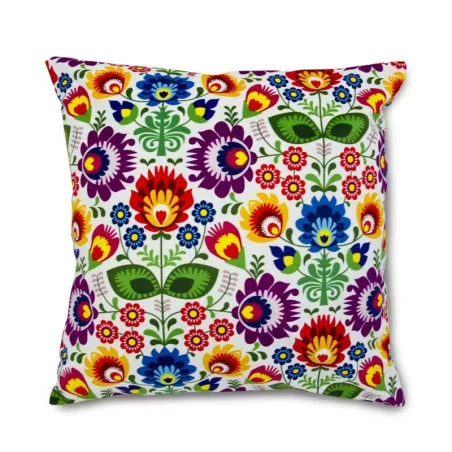 Cojín decorativo Folk 60x60 cm con diseño colorido, ideal para la sala de estar