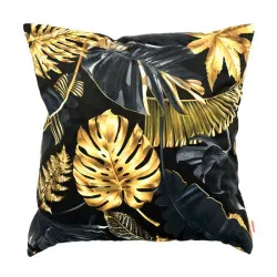 Cojín decorativo con diseño de hojas doradas 60x60 cm, cojín elegante para el salón