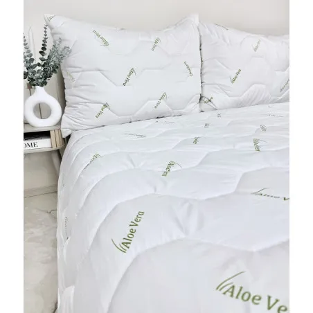 Conjunto verano Aloe Vera Green - edredón 140x200 y almohada 70x90 de tela transpirable