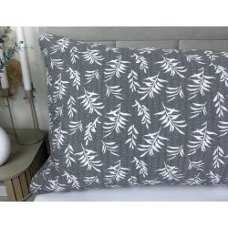 Funda de almohada de cuerpo completo Crepé Hojas Grises 50x150 cm