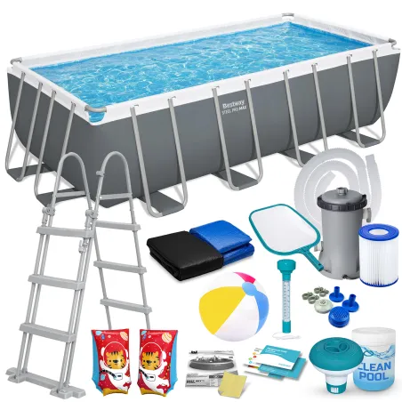 Piscina de jardín 488 x 244 x 122 cm, perfecta para el entretenimiento al aire libre, 17en1 Bestway 56670