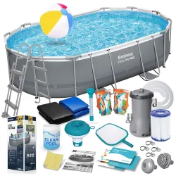 Bestway 56448 Piscina de jardín con estructura 488 x 305 x 107 cm 18-en-1
