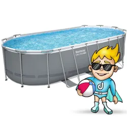Piscina de jardín calentada con estructura metálica 549 x 274 x 122 cm, perfecta para el verano