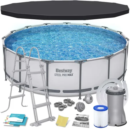 Piscina de jardín 457 x 122 cm 11en1, perfecta para disfrutar al aire libre