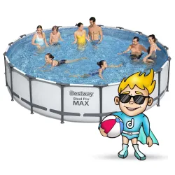 Piscina de jardín con estructura 549 x 122 cm 18en1, color azul, ideal para relajarse
