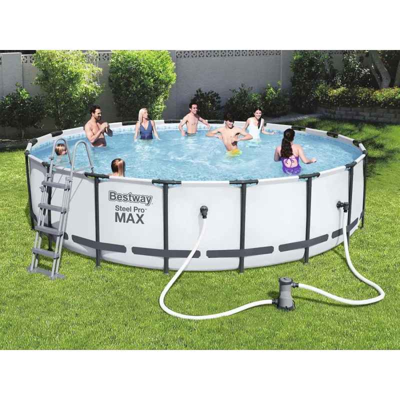 Piscina de jardín con estructura 549 x 122 cm 18en1, fabricada en material resistente