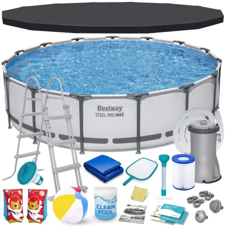 Piscina de jardín con estructura de acero 457 x 107 cm, ideal para disfrutar en verano