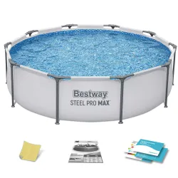 Piscina de jardín con estructura de acero 305 x 76 cm y set 4en1 Bestway 56406