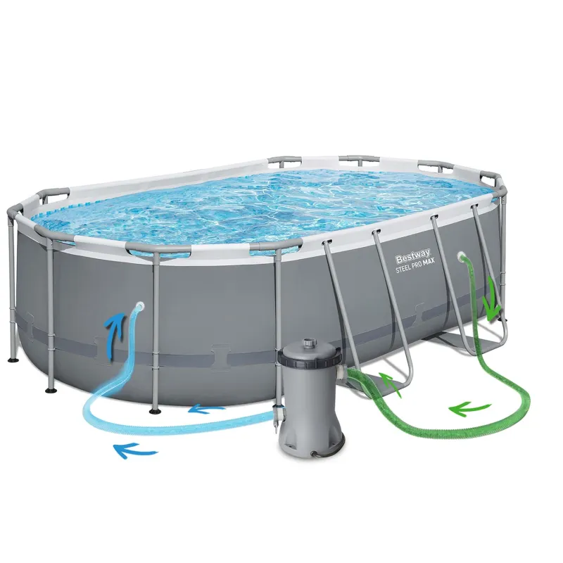 Piscina de jardín resistente con estructura 427 x 250 x 100 cm 11en1 Bestway 56620