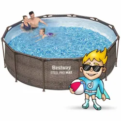 Piscina de Jardín azul 366 x 100 cm, perfecta para niños y diversión familiar