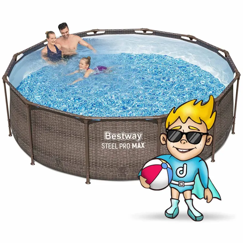 Piscina de Jardín azul 366 x 100 cm, perfecta para niños y diversión familiar