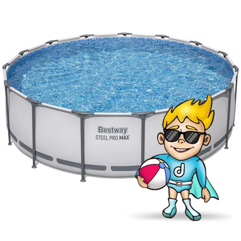 Piscina redonda con marco, amplia y cómoda para actividades de verano