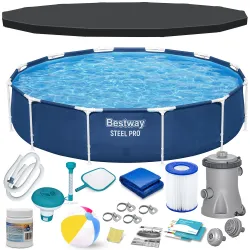 Piscina tubular 366 x 76 cm, juego 15-en-1 para disfrutar en verano