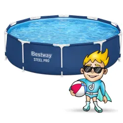 Piscina azul 305 x 76 cm, perfecta para actividades al aire libre en verano