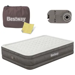 Bestway 69050 Colchón Hinchable 203 x 152 x 46 cm con Bomba Eléctrica Integrada