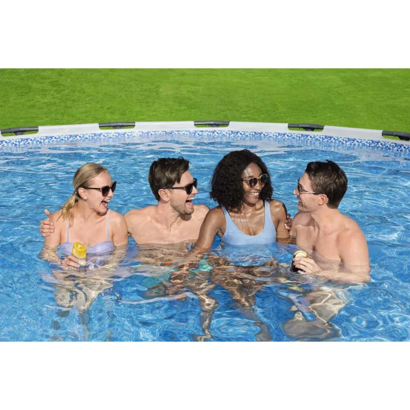 Piscina de jardín marco 427 x 107 cm, material resistente, fácil de montar