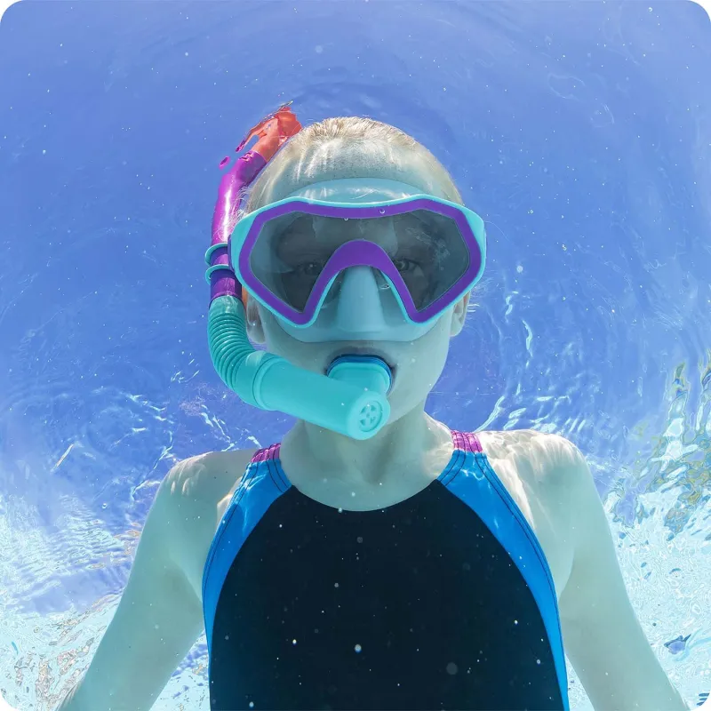Set de buceo violeta-turquesa, ideal para niños y adultos
