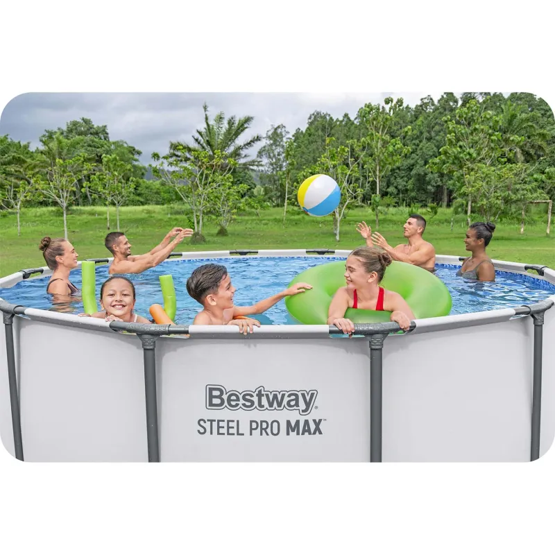 Piscina de jardín 396 x 122 cm en azul, perfecta para la diversión veraniega al aire libre