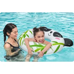 Flotador panda en blanco y negro, ideal para jugar en el agua