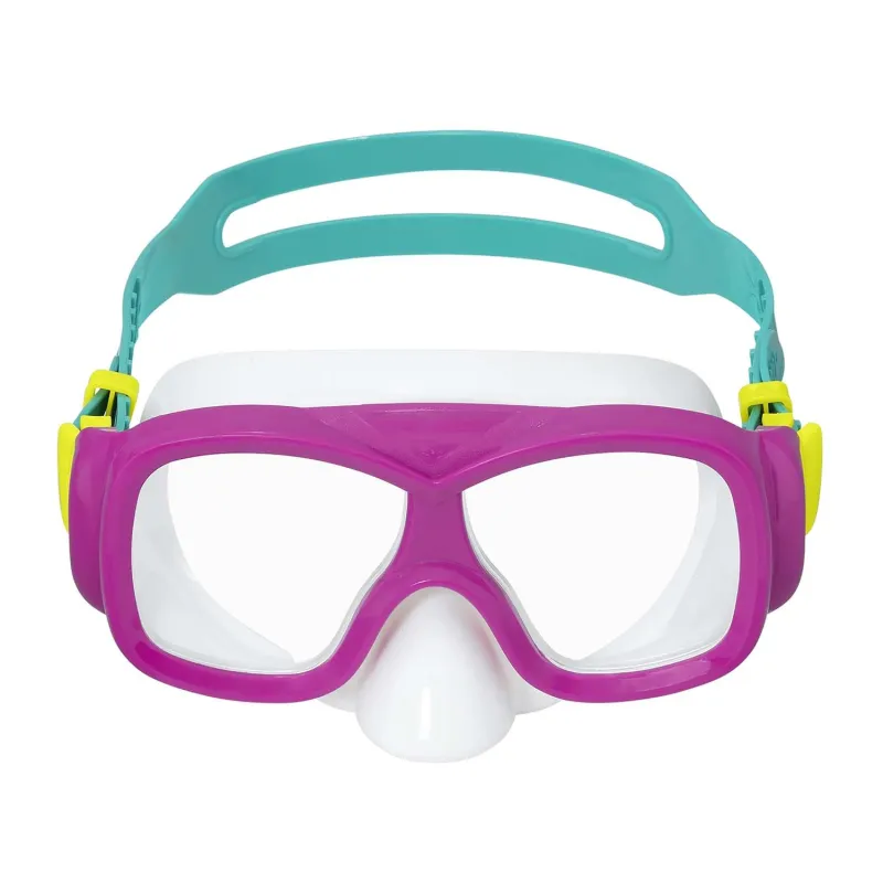 Máscara de natación cómoda rosa-turquesa, ideal para las vacaciones