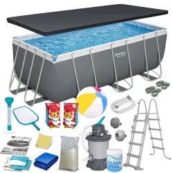 Piscina de jardín con estructura metálica 412x201x122cm 17en1 Bestway 56457N
